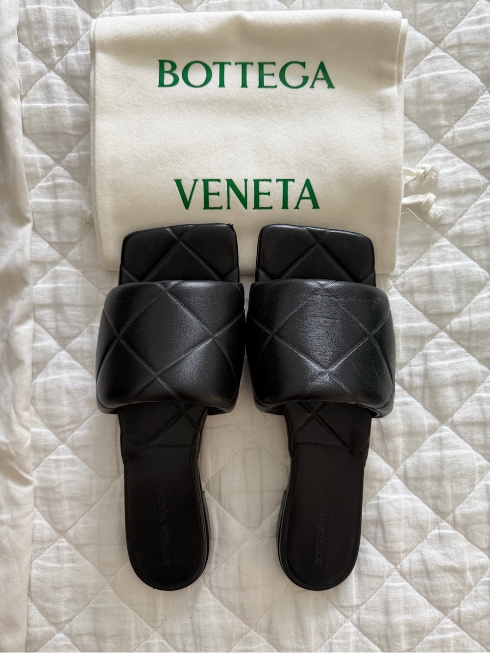 Bottega Veneta Black Quilted Leather Slides